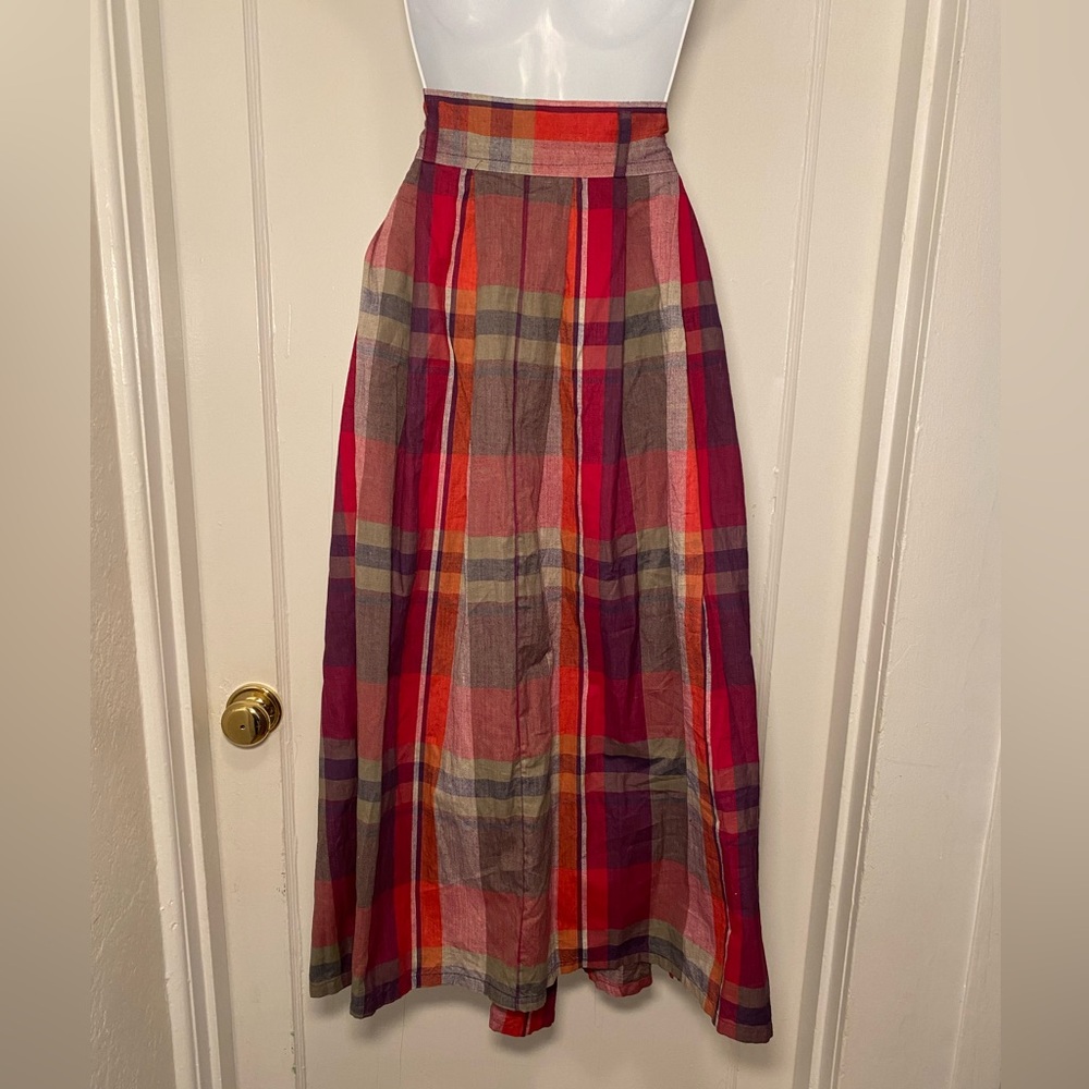 NWT True Vintage 1980s/1990s 100% Cotton Plaid Button Front Midi Skirt - Picture 13 of 16